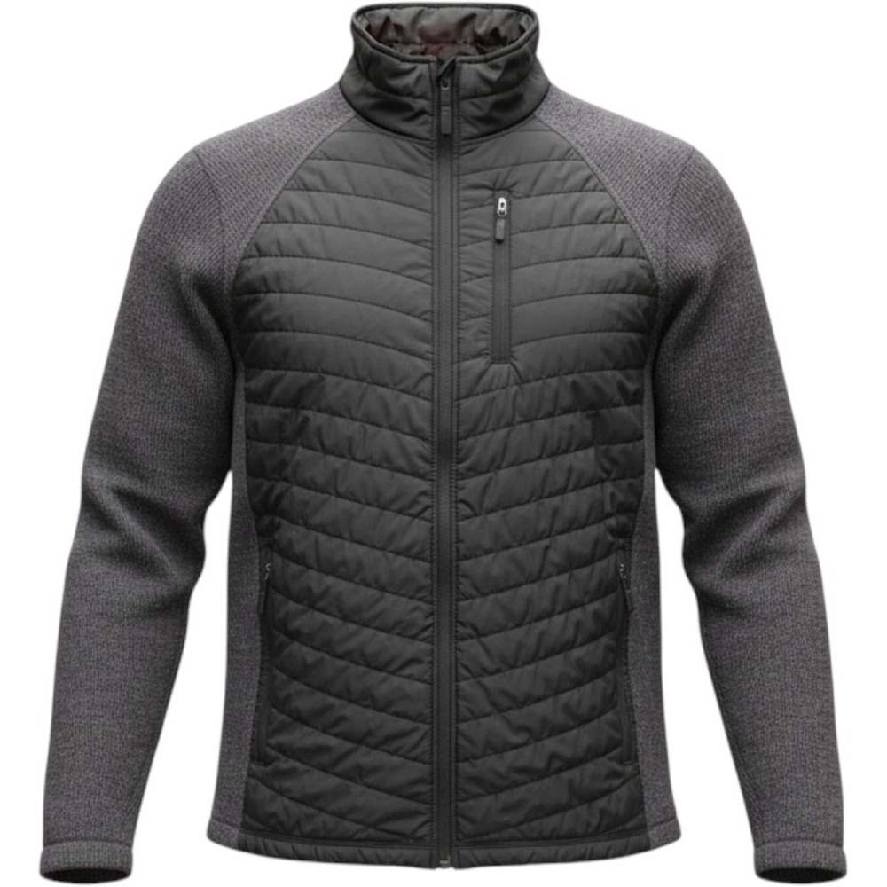 LL Bean Mens Primaloft Hybrid Quilted Fleece Jacket Gray Black Size M 500680